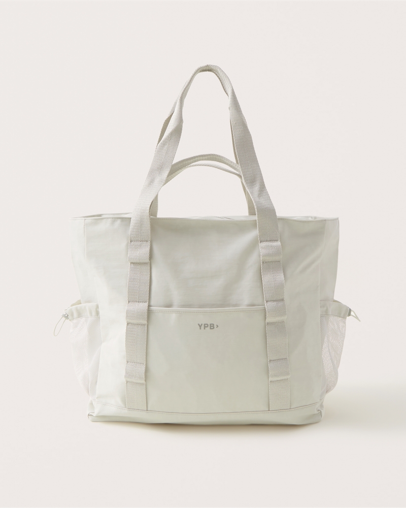 Medium Clear Tote Bag with Interior Pocket and Zipper Closure (White)