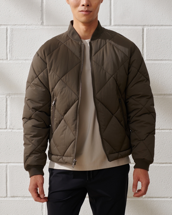 YPB Quilted Bomber Jacket, Brown
