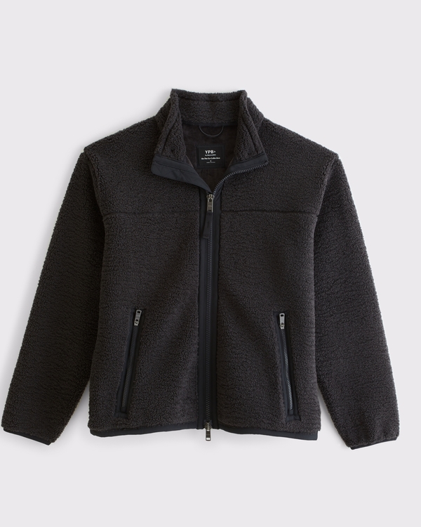 Full-Zip Sherpa Jacket, Charcoal view 1