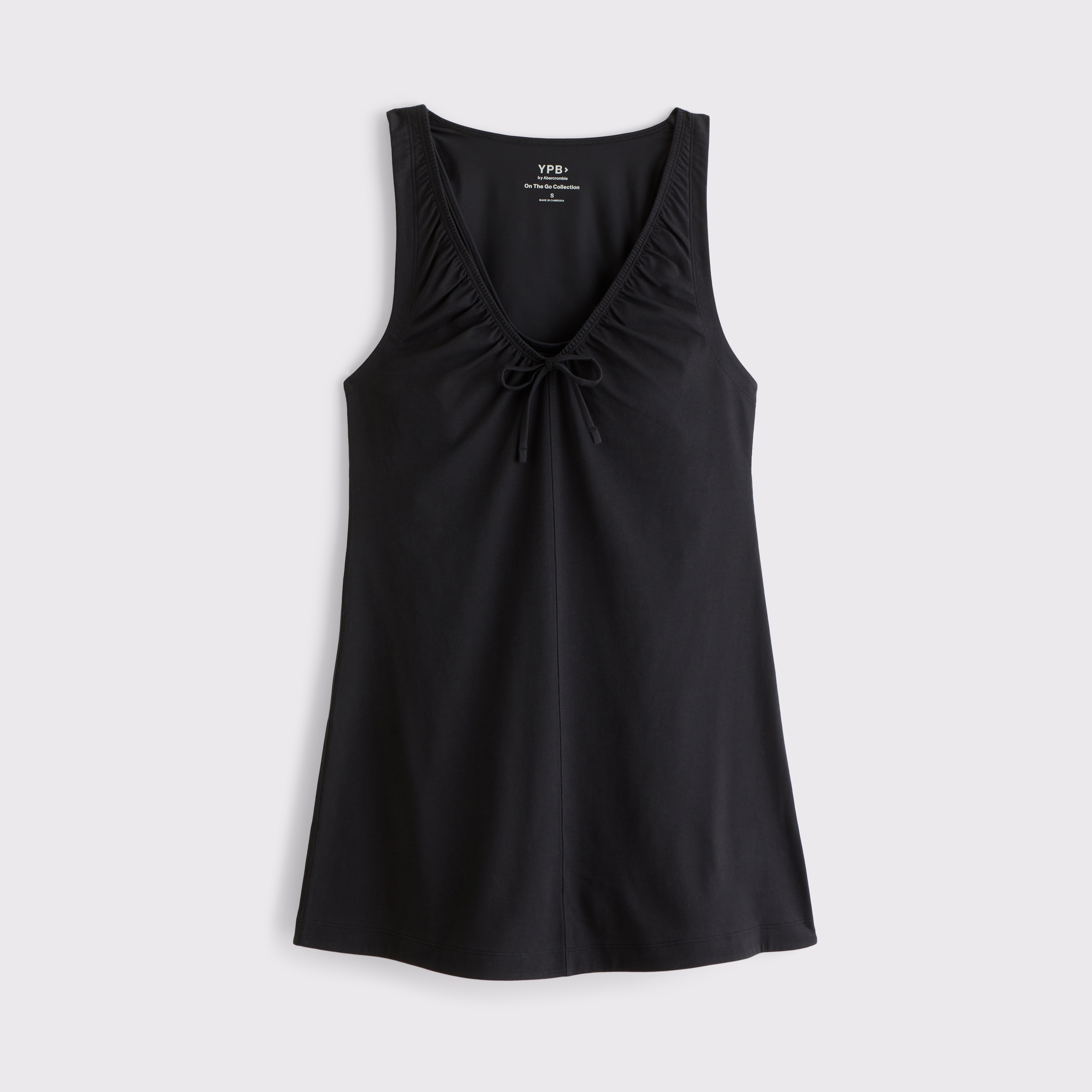 Женское платье Abercrombie & Fitch YPB On The Go Cotton-Blend Mini, цвет: Чёрный — фото 1