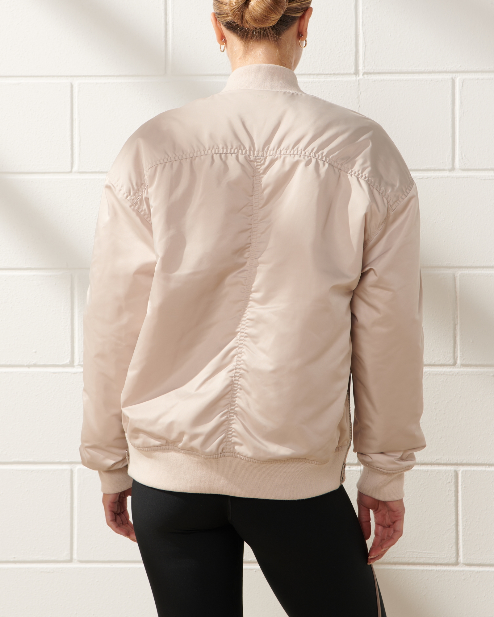 YPB Legging-Friendly Satin Bomber Jacket