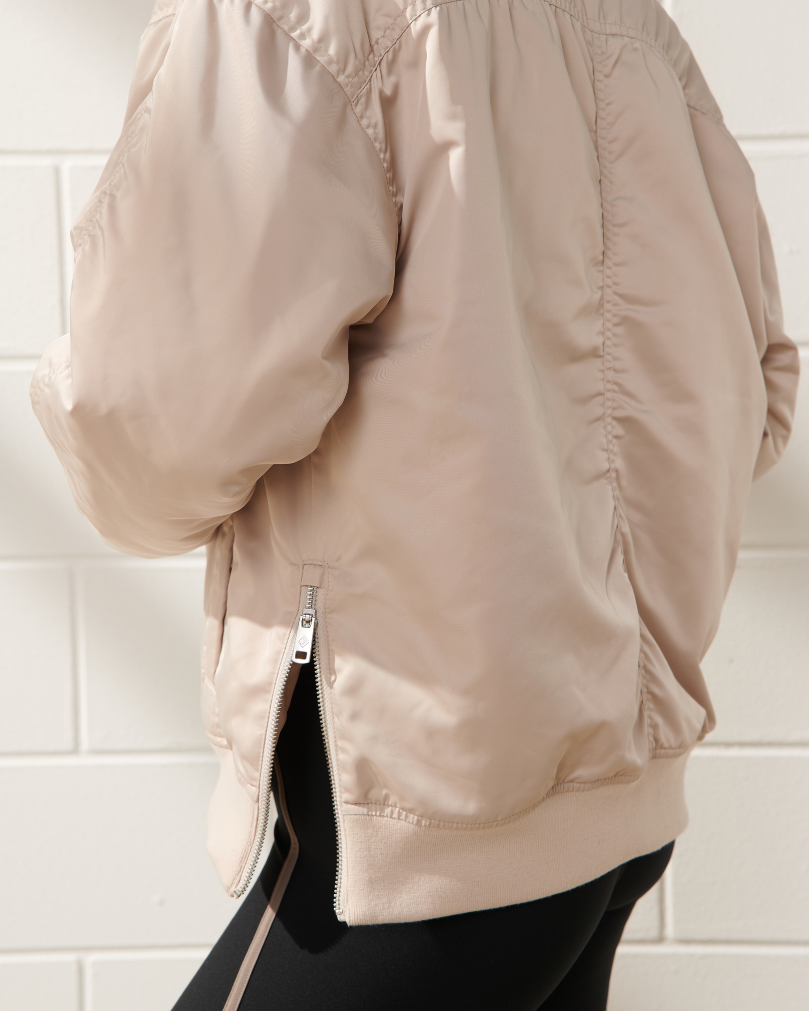 YPB Legging-Friendly Satin Bomber Jacket