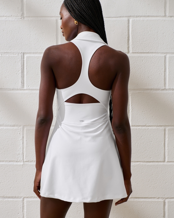 YPB sculptLUX Polo Collar Wrap Mini Dress, White