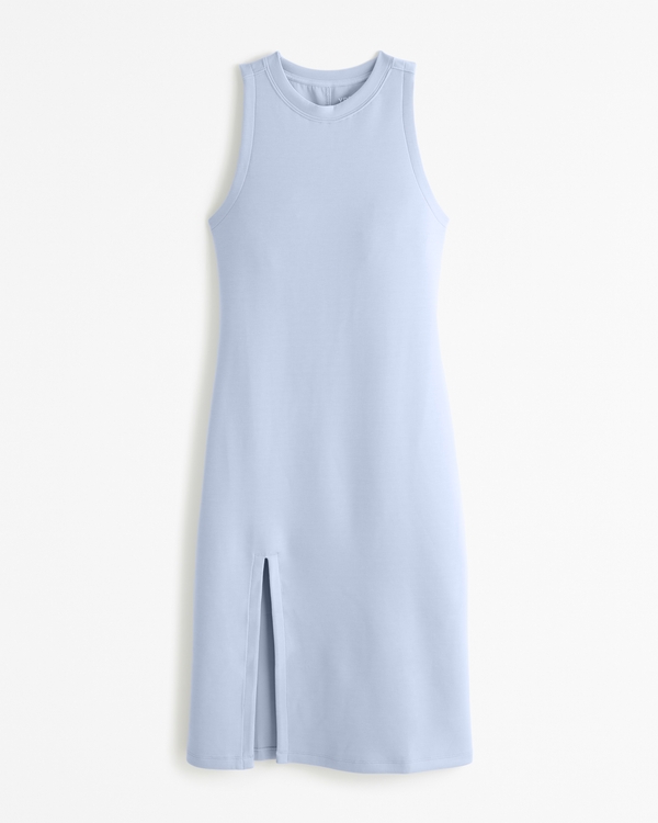 YPB neoKNIT Unlined Column Midi Dress, Blue Smoke