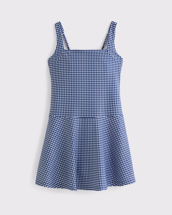 YPB sculptLUX Drop-Waist Mini Dress, Gingham view 1
