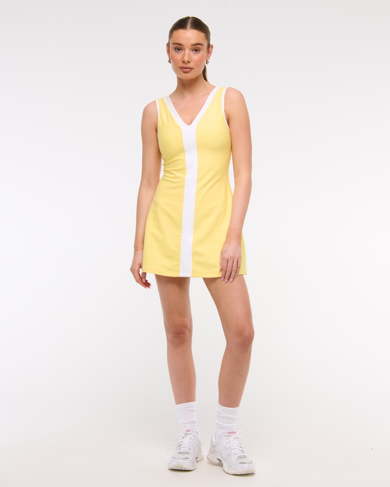 Women's Ypb Sculptlux V-Neck Mini Dress in Yellow | Size XL Petite | Abercrombie & Fitch