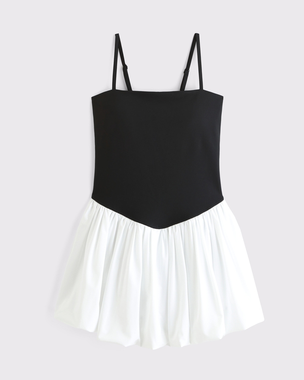 YPB sculptLUX Bubble Hem Mini Dress, Black view 2