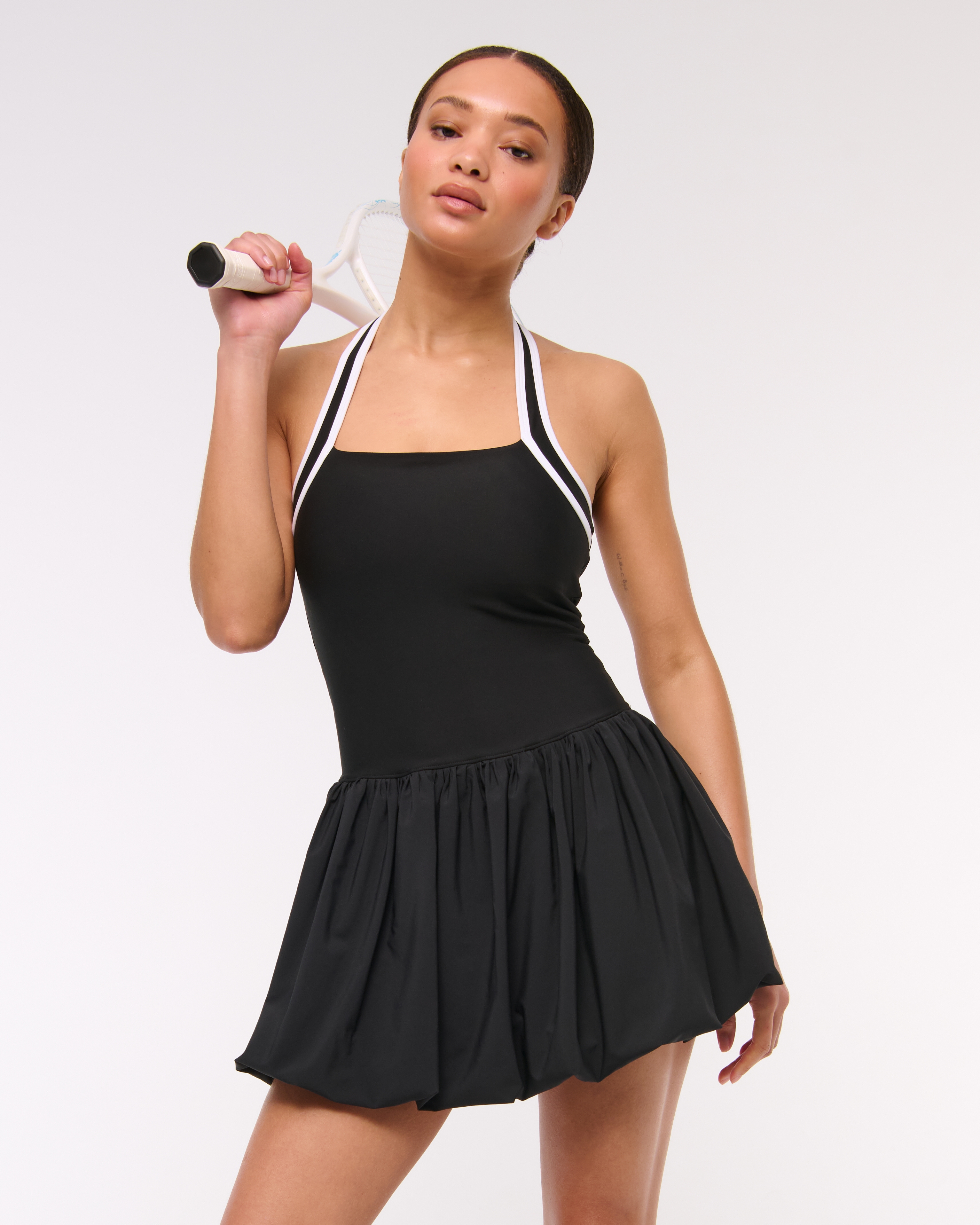 rii【ABEUNDMOR】3WAY TOPS&DOT HALTERNE… Women's YPB motionTEK Halter Bubble Hem Mini Dress | Women's