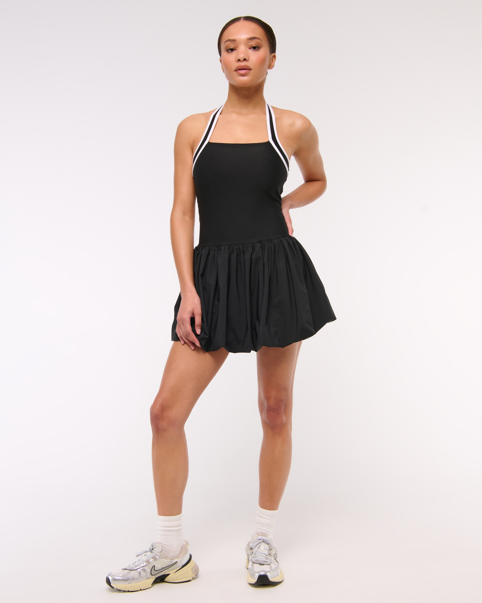 YPB motionTEK Halter Bubble Hem Mini Dress