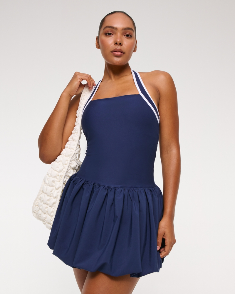 YPB motionTEK Halter Bubble Hem Mini Dress