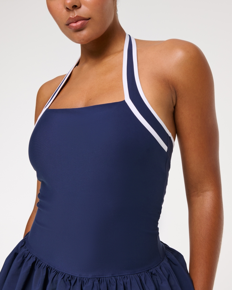 YPB motionTEK Halter Bubble Hem Mini Dress