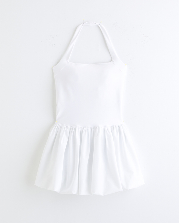 white halter dress midi White Embroidery Halter Midi Dress main image 1