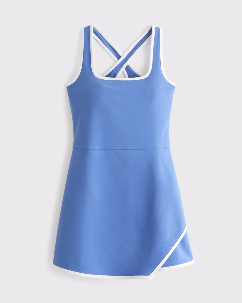 blue active dress Navy Criss Cross Back Pleated Tennis Dress