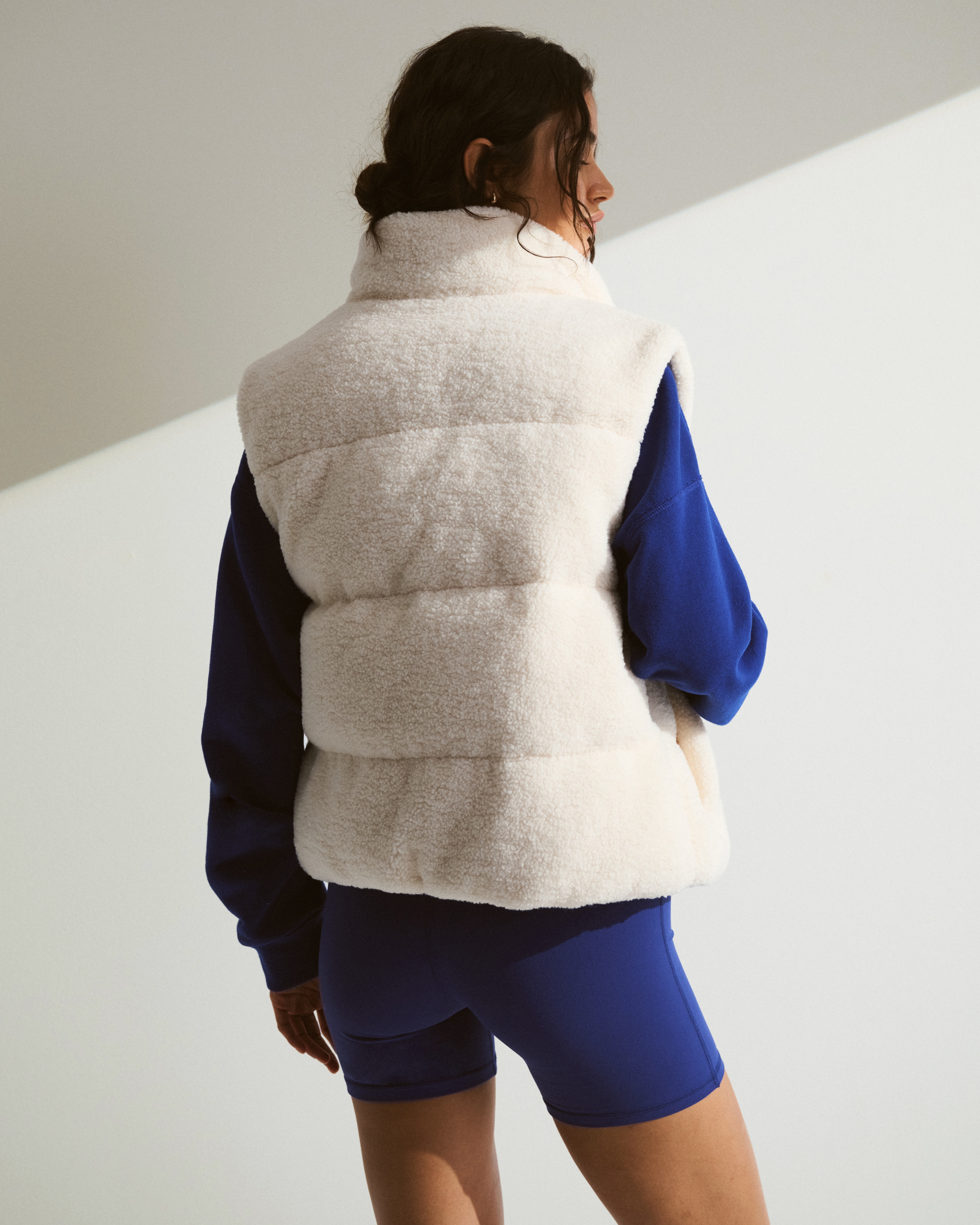 Abercrombie & Fitch Ypb On The Go Sherpa Puffer Vest In White