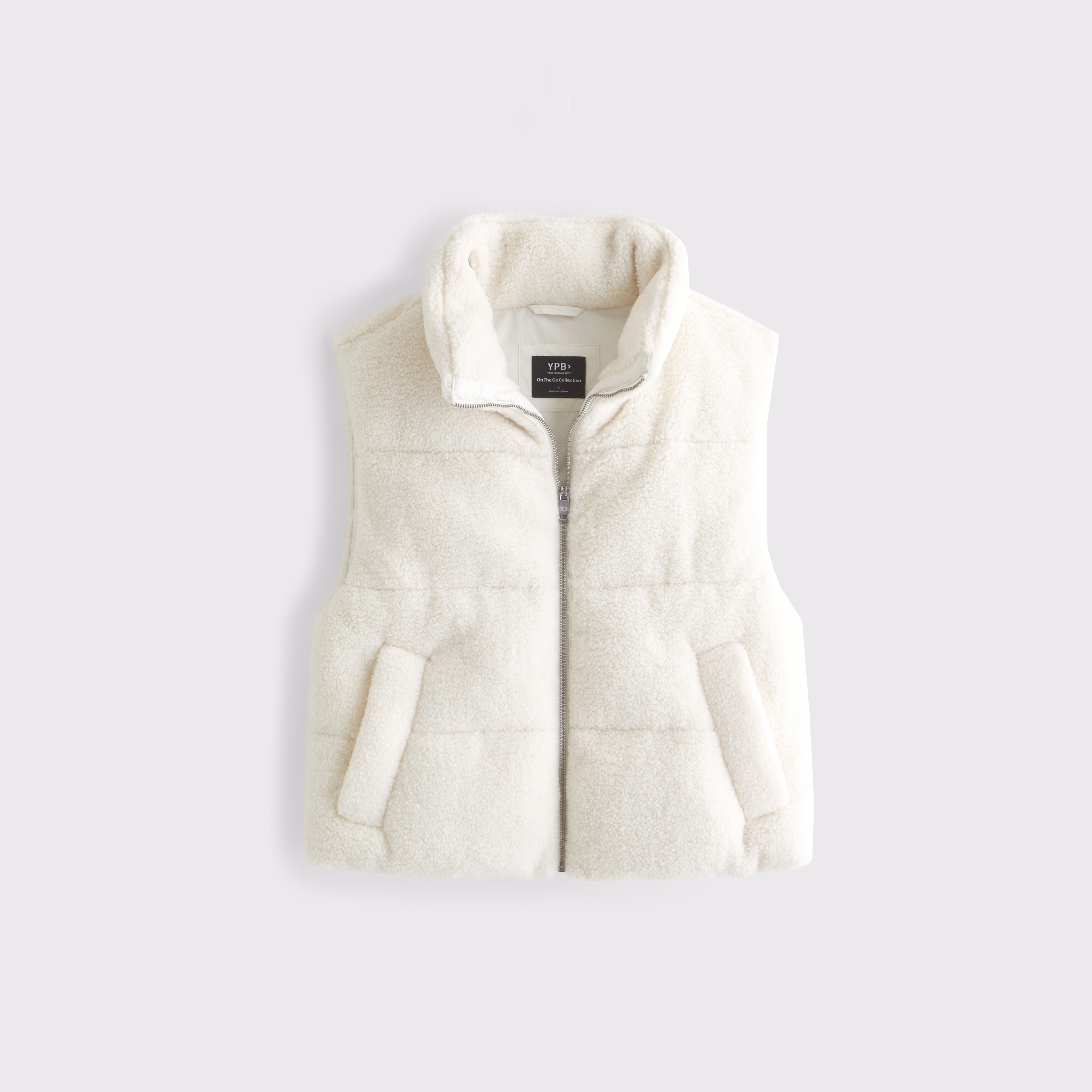 Abercrombie & Fitch Ypb On The Go Sherpa Puffer Vest In White