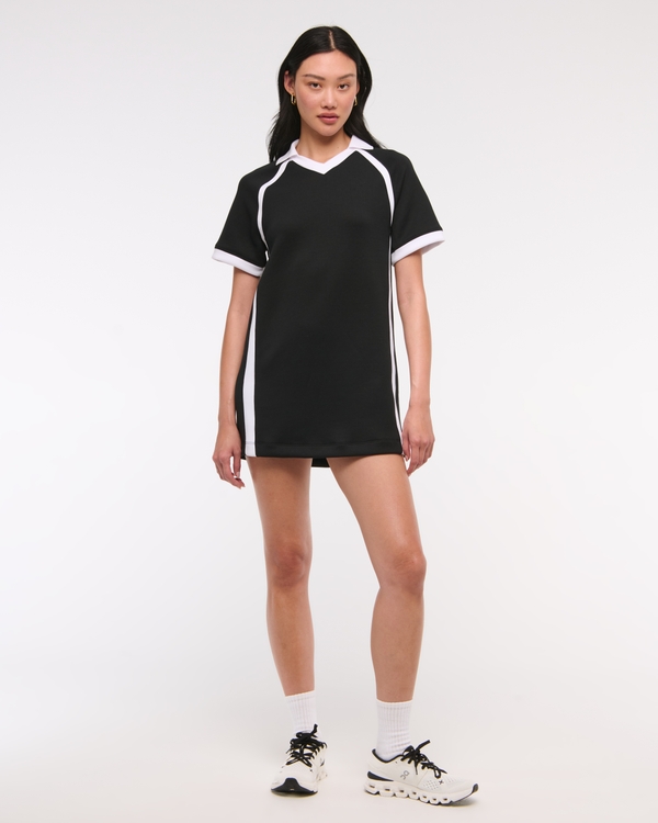 YPB neoKNIT Collared Soccer Mini Dress, Black view 2