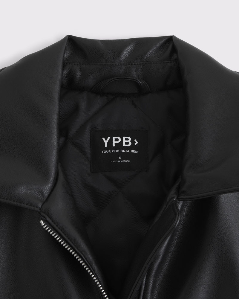 YPB Bubble Hem Vegan Leather Jacket