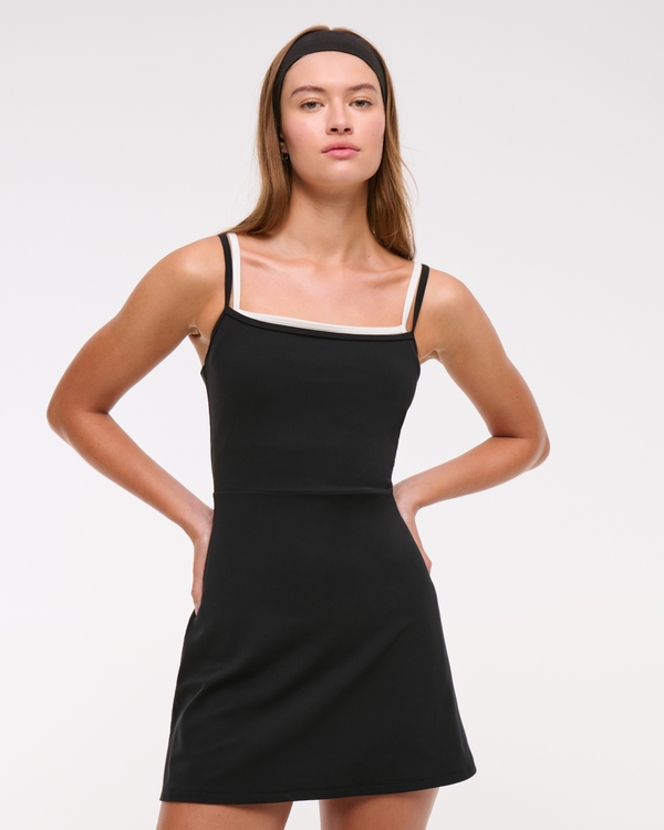YPB studioFLEX Double-Layered Mini Dress, Black view 1