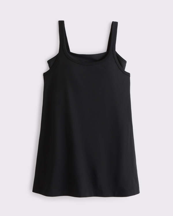 black layered dress BLACK LAYERED MAXI DRESS ROUND NECK SLEEVELESS – Loopy Wear main image 0