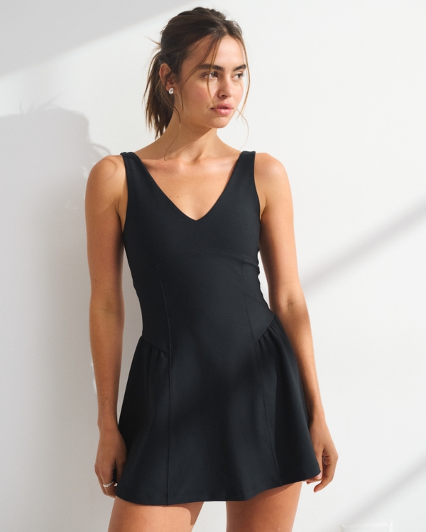 YPB sculptLUX V-Neck Mini Dress, Black view 1