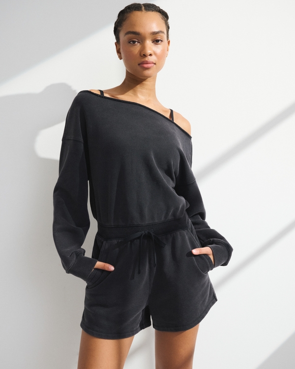 Ameri❤︎SWEAT EASY ROMPERS COMFY COZY SWEATSHIRT JUMPSUIT IN PLUM – AKIRA