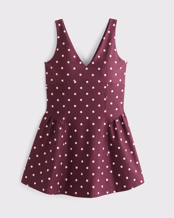YPB sculptLUX V-Neck Flirty Mini Dress, Dark Maroon view 1
