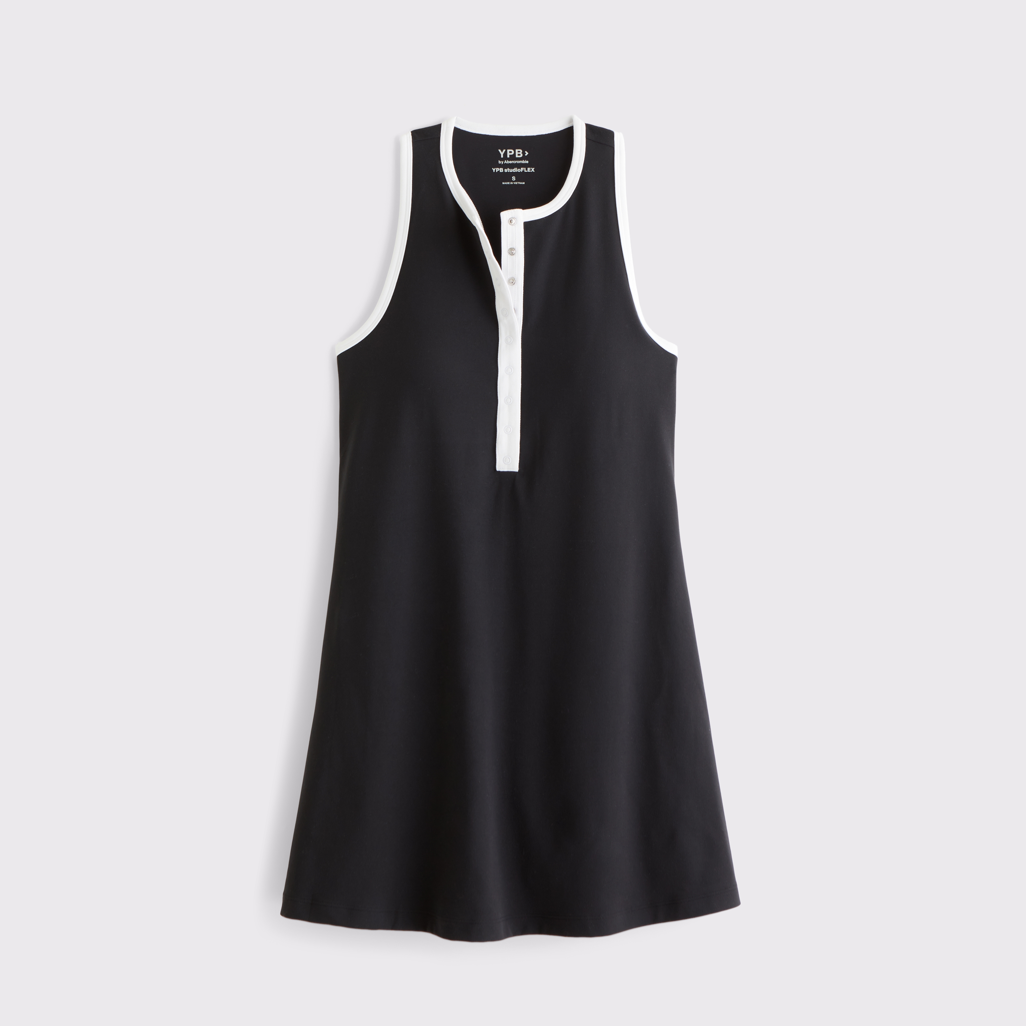 Женское платье Abercrombie & Fitch YPB studioFLEX Henley Mini, цвет: Чёрный — фото 1