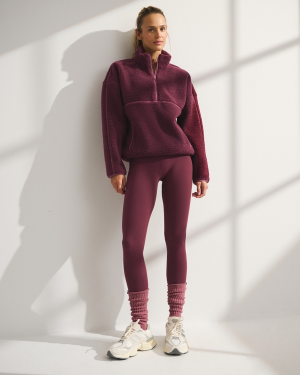 YPB On The Go Sherpa Half-Zip Sweatshirt, Maroon view 2