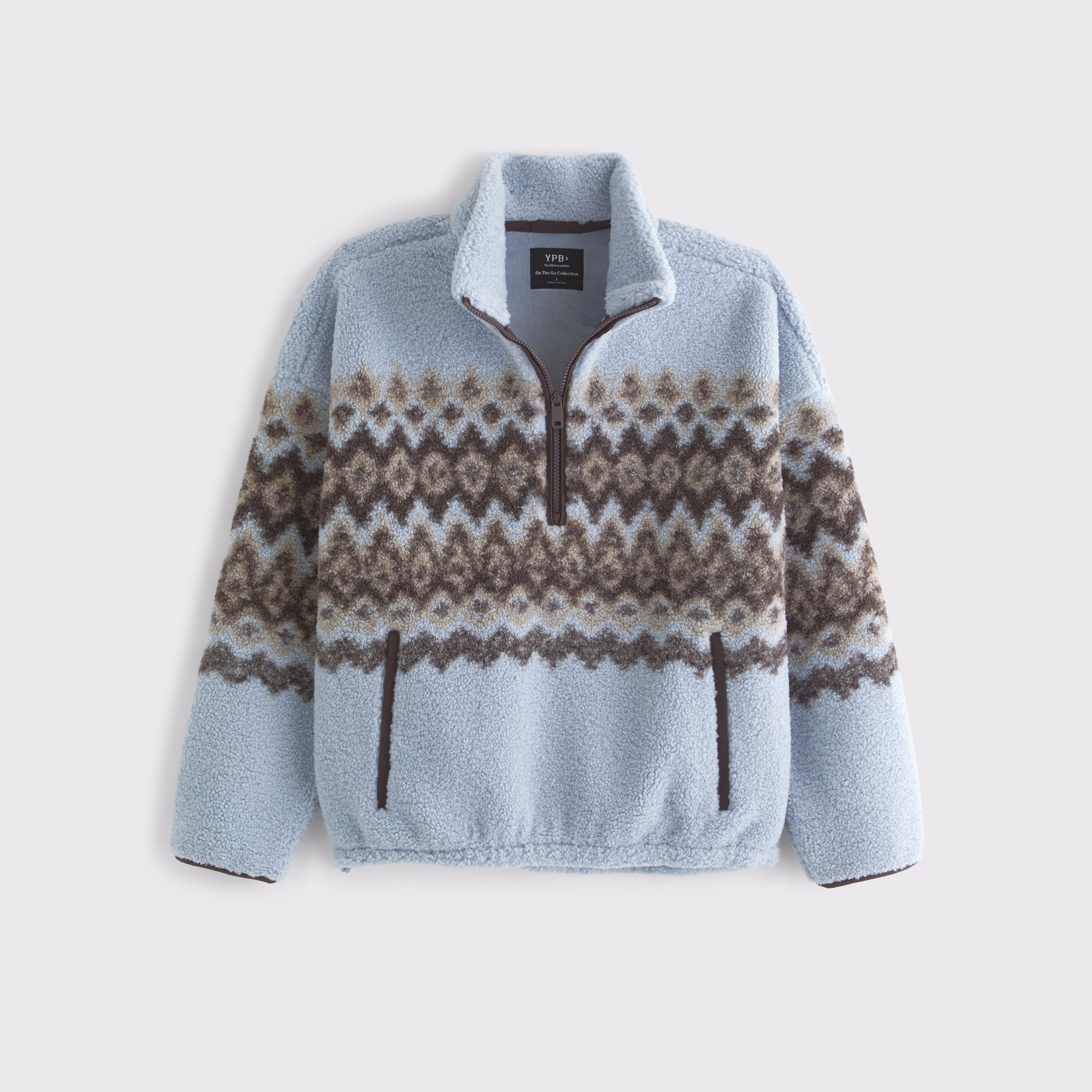 Женский свитшот Abercrombie & Fitch YPB On The Go Sherpa Half-Zip, цвет: Синий мглистый — фото 1