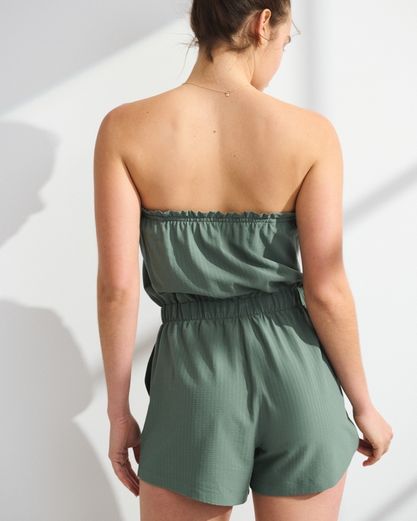 YPB On The Go Seersucker Bandeau Romper