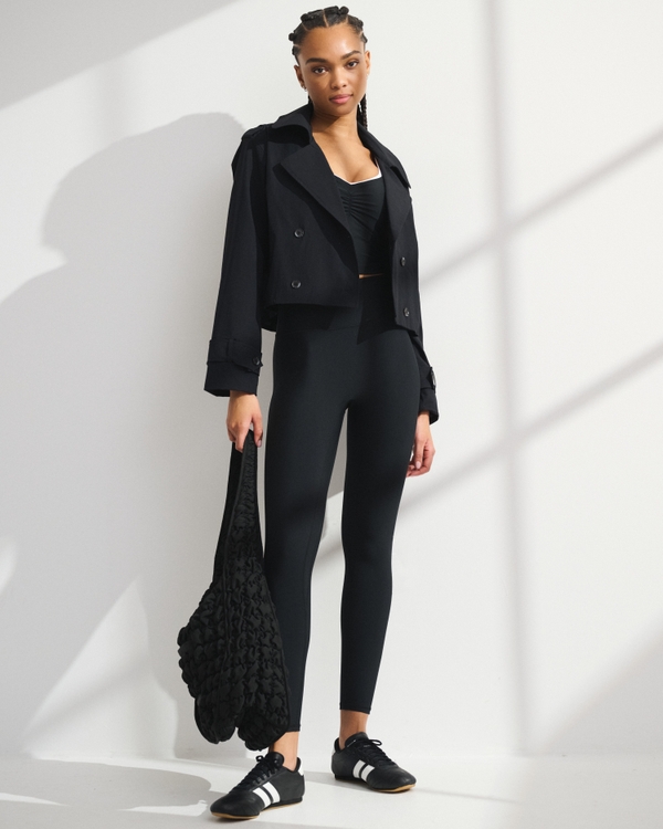 YPB On The Go Crinkle Trench Coat, Black view 2