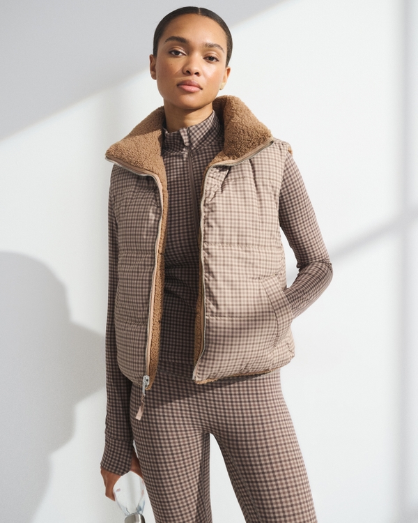 YPB On The Go Reversible Puffer Vest, Chocolate Mousse Pattern view 1