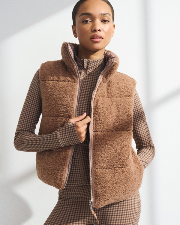 YPB On The Go Reversible Puffer Vest, Chocolate Mousse Pattern view 2