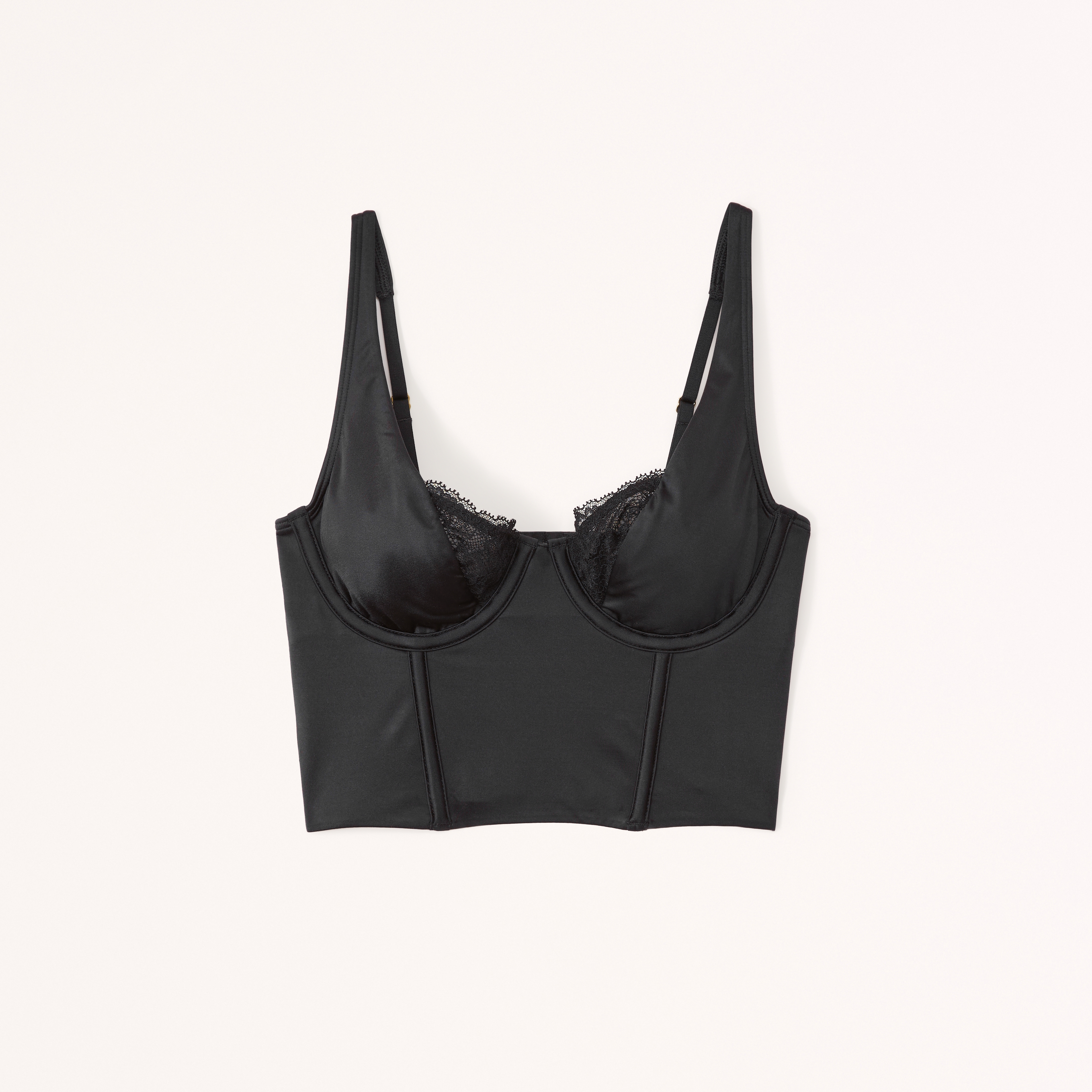 Abercrombie & Fitch Lace And Satin Balconette Corset In Black