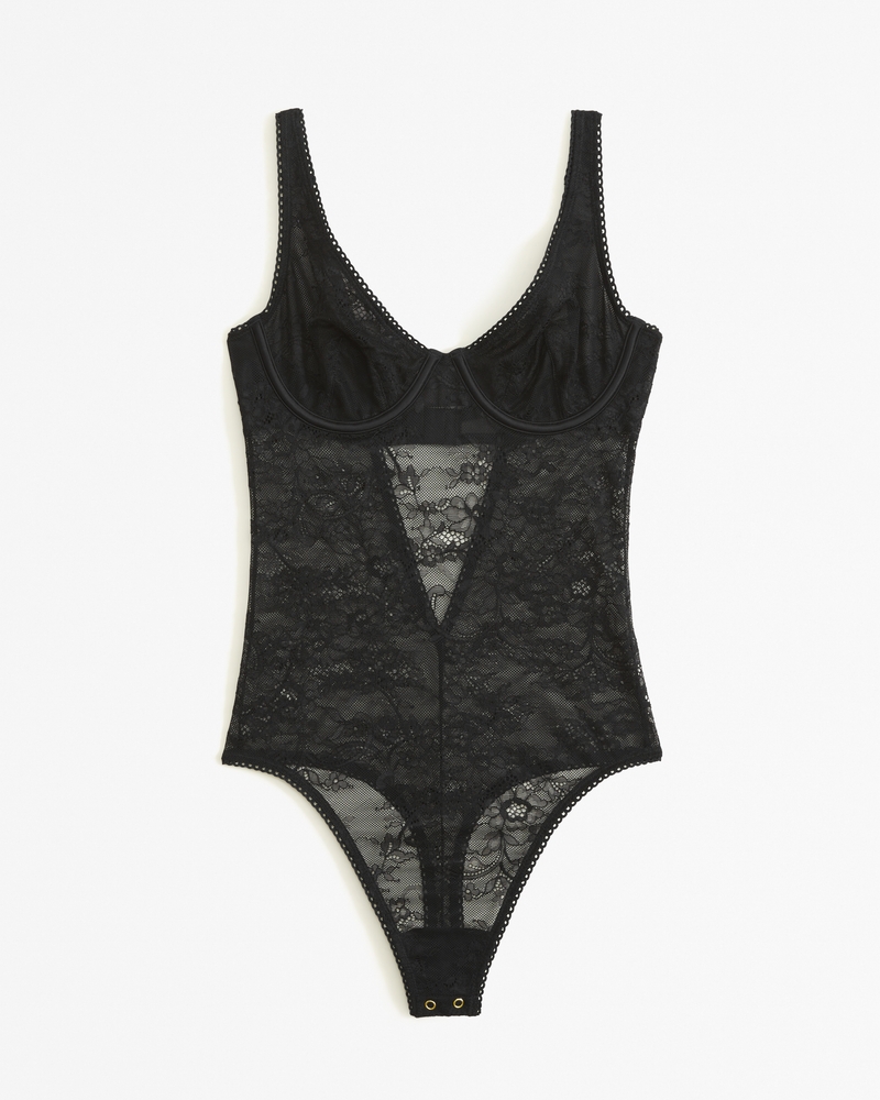 Super Push-up Lace Bodysuit - Black - Ladies