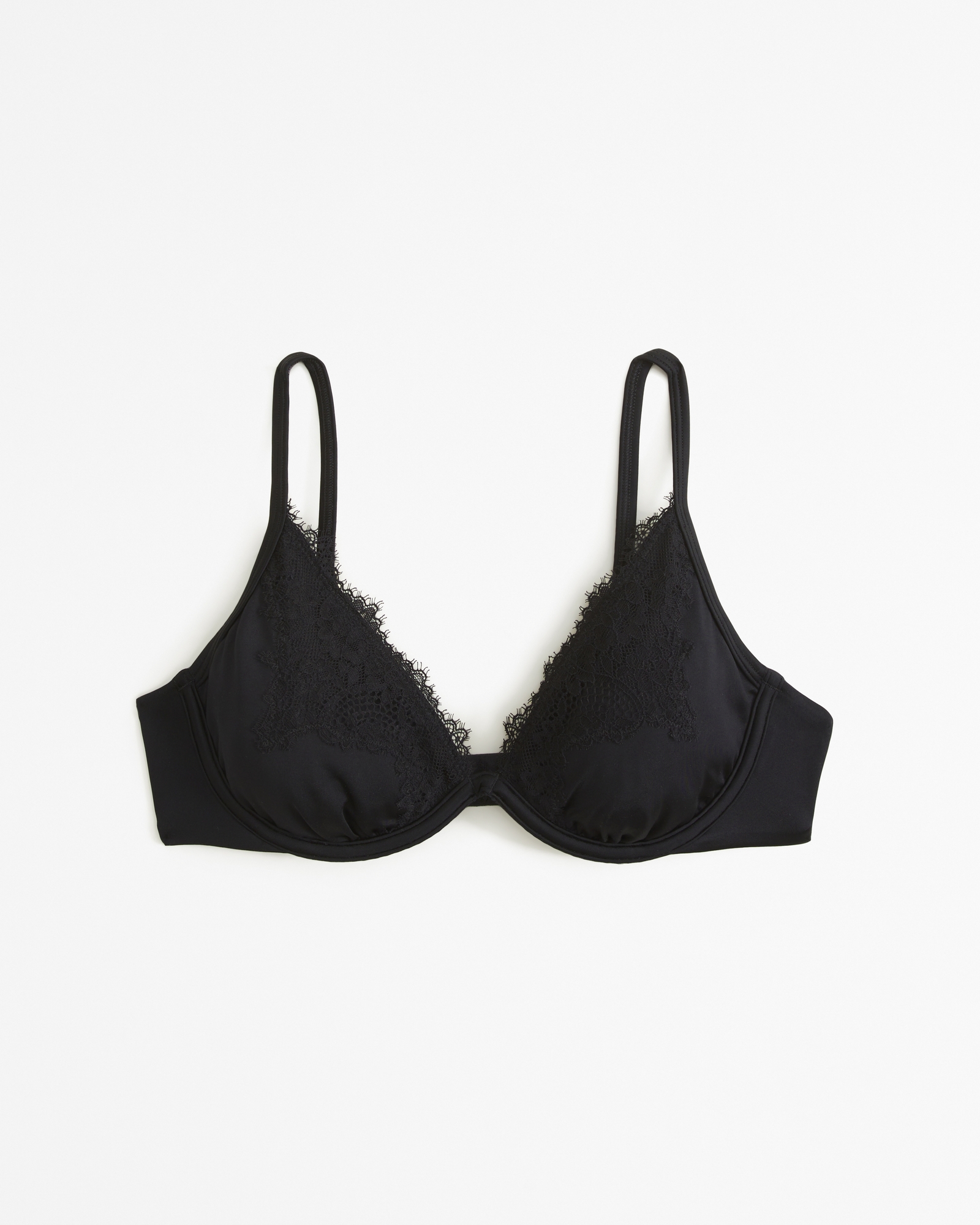 Embroidered & Satin Bralette with Underwire Support & High-Waisted