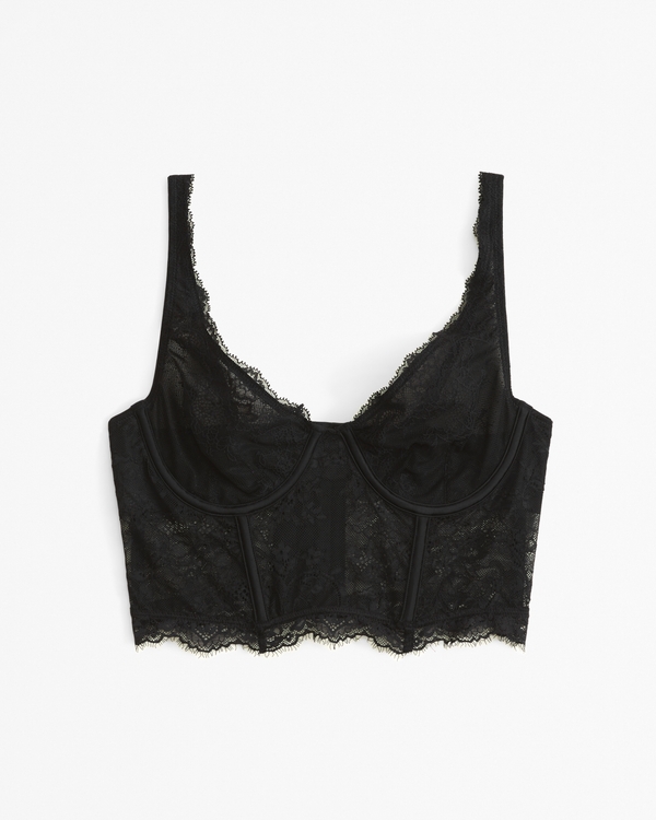 Lace Balconette Corset, Black view 1