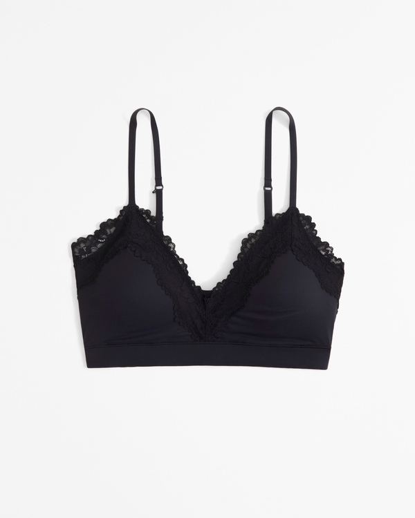 Next to Naked Lace-Trim V-Neck Bralette, Black