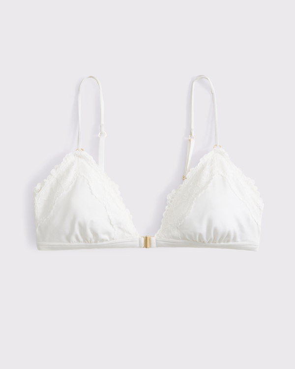 Front Closure Lace Bralette, White view 1