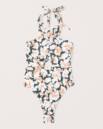 Women's Cross Halter Cutout OnePiece Swimsuit Women's Clearance