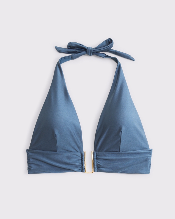 Plunge Longline Halter Bikini Top