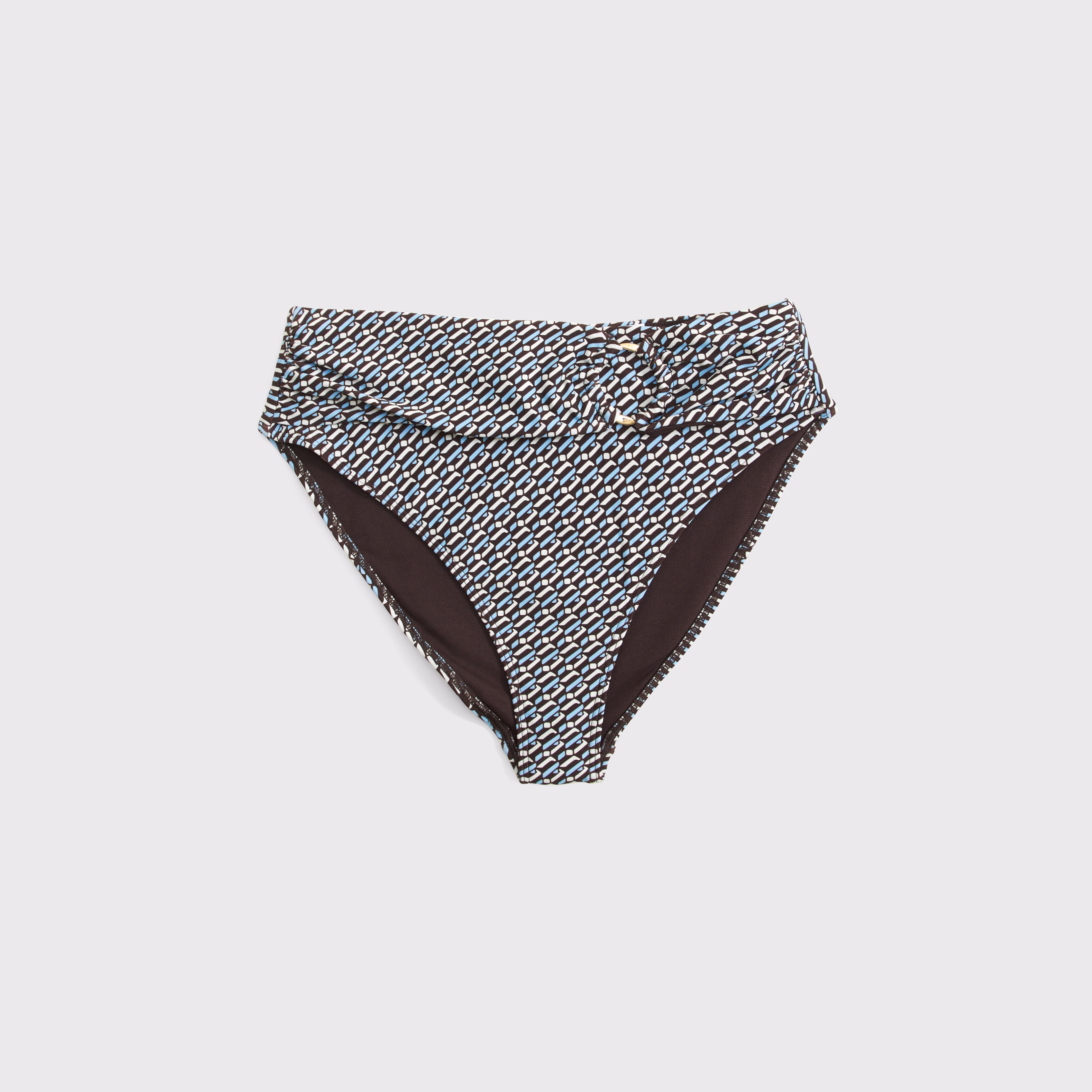Низ бикини Moderate, высокая посадка — Abercrombie & Fitch, цвет: Синий с принтом — фото 1