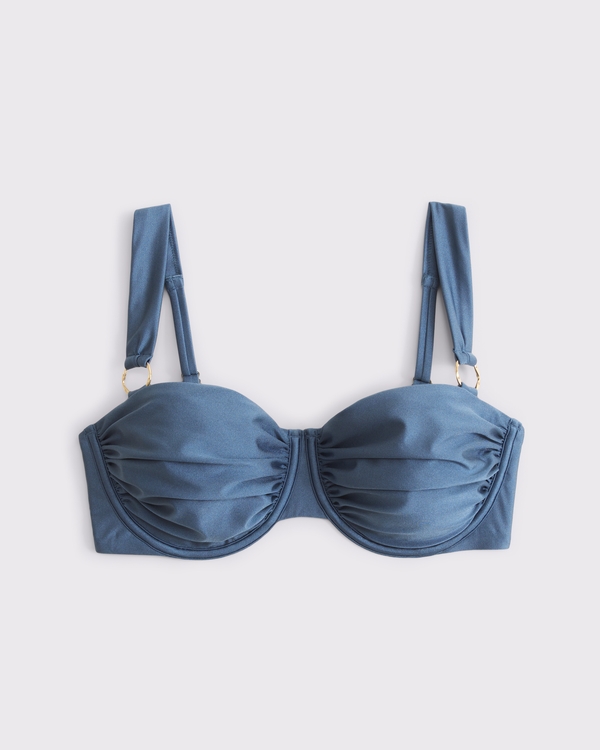 Curve Love O-Ring Wide Strap Underwire Bikini Top, Blue Shine view 1