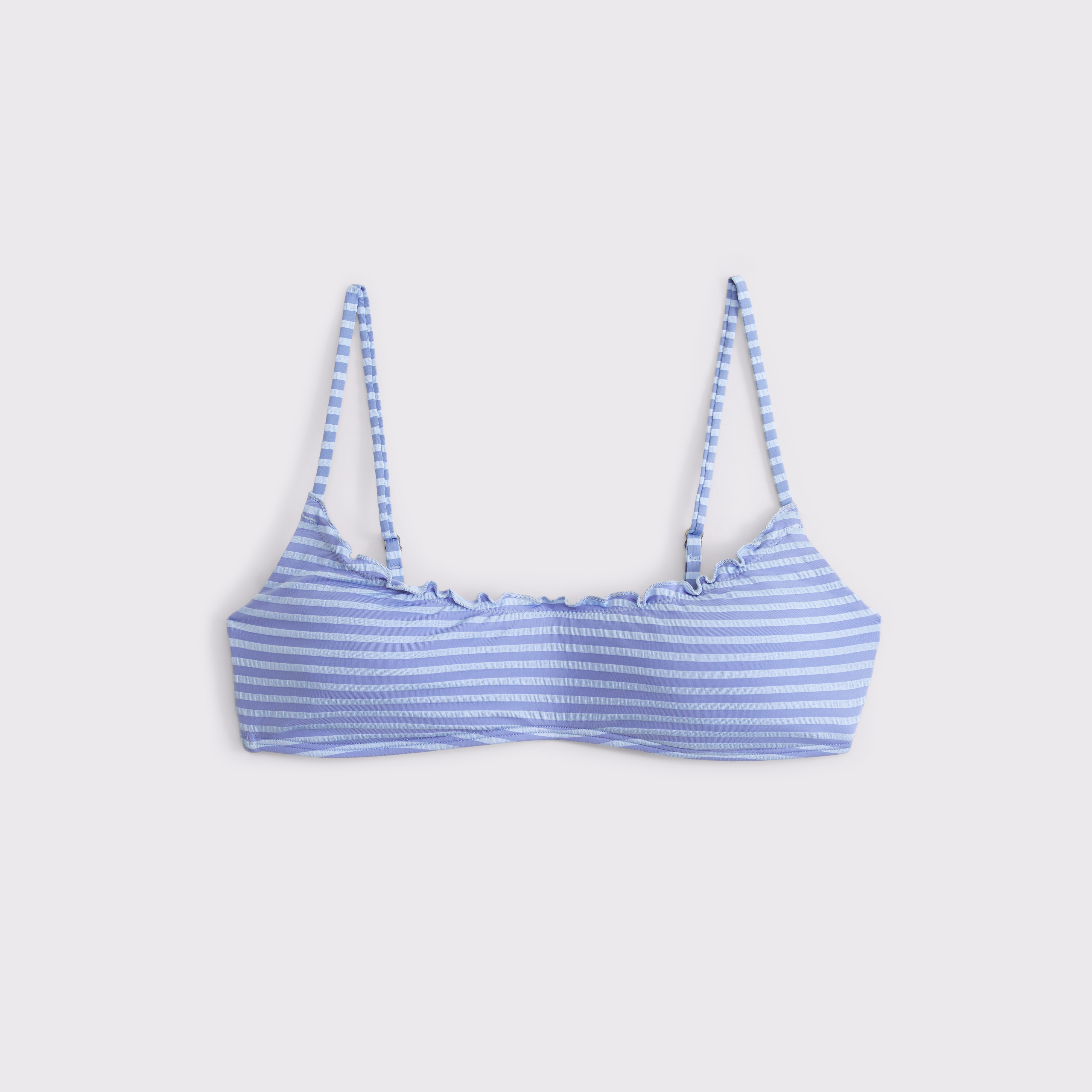 Верх бикини Seersucker, оборки — Abercrombie & Fitch, цвет: Синий полосатый