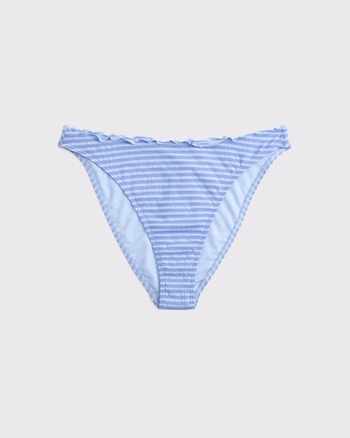 Mid Rise Seersucker Ruffle Bikini Bottom