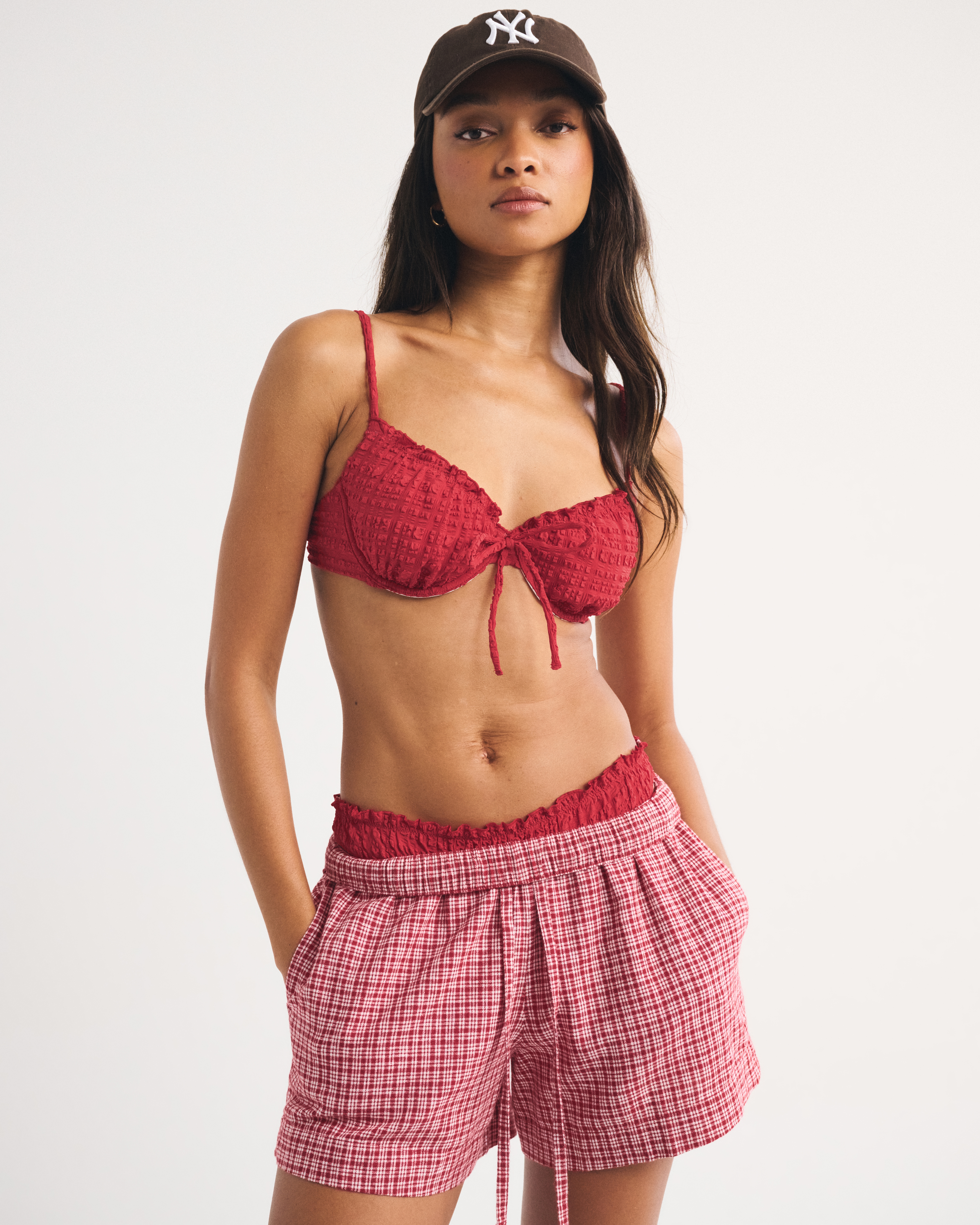 Gingham Ruffle Underwire Bikini Top