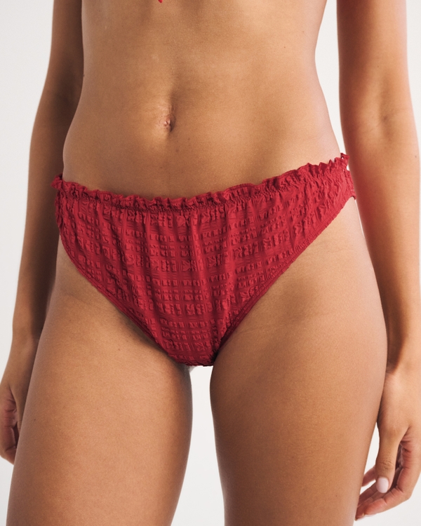 Mid Rise  Gingham Moderate Bikini Bottom, Vivid Red view 2