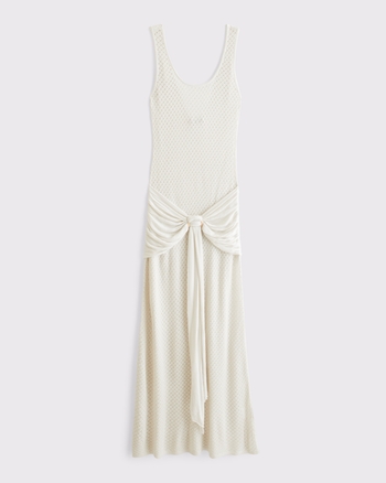 Draped Crochet-Style Maxi Dress Coverup
