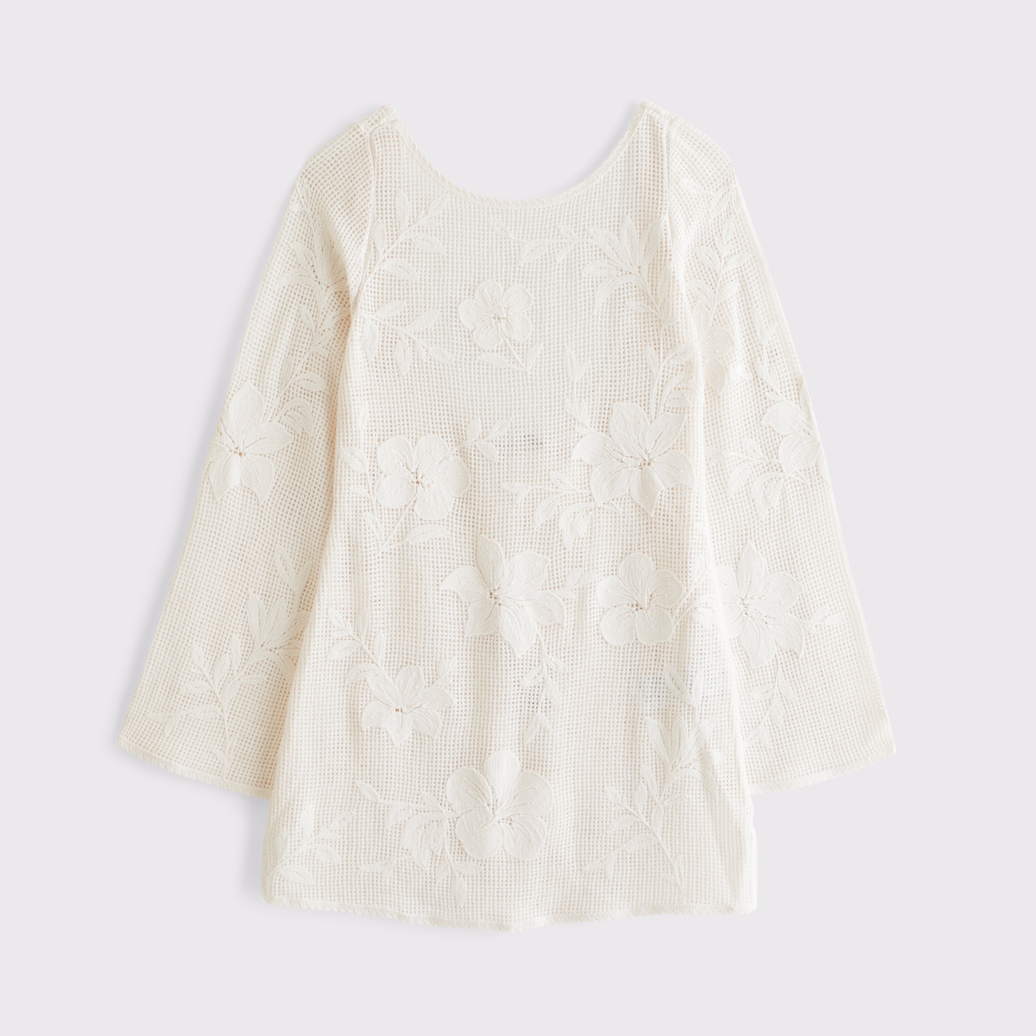 Женское платье Abercrombie & Fitch Crochet-Style Mini Dress Coverup, цвет: Кремовый — фото 1