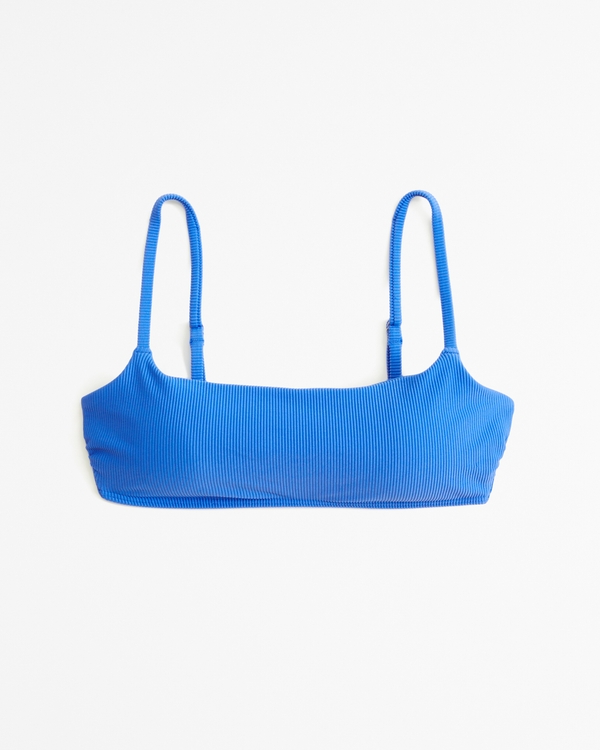 90s Scoopneck Bralette Swim Top, Blue